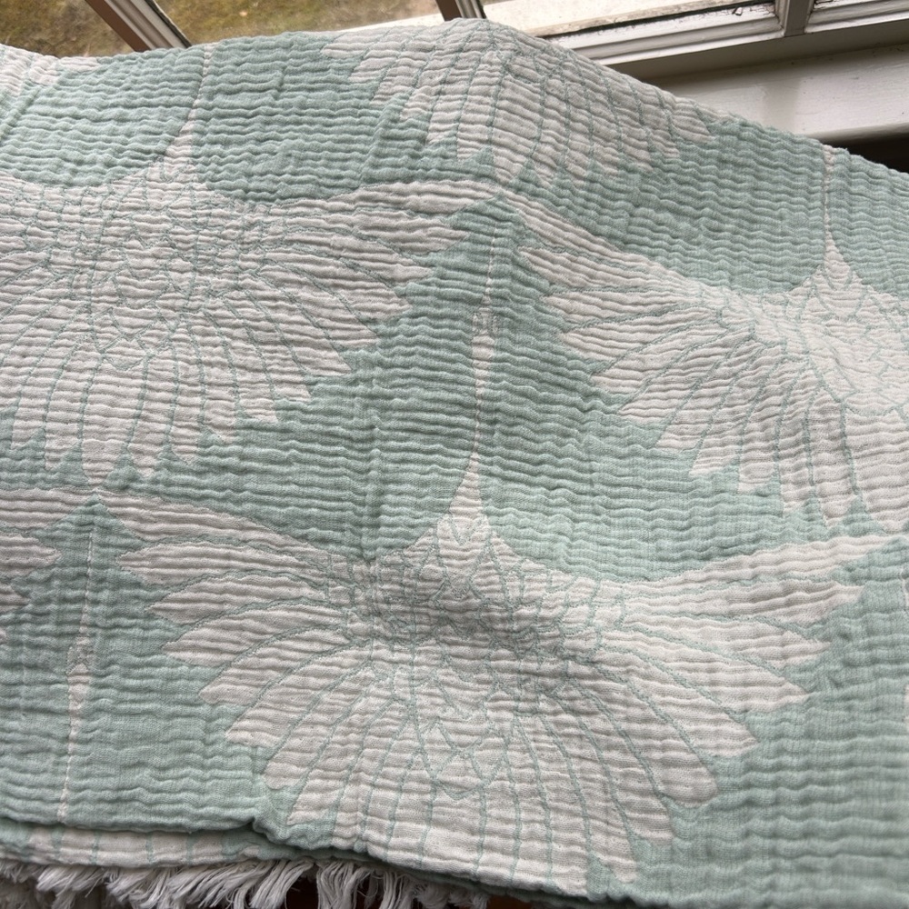 Woven Throw Blanket Modern Birds in Flight Cranes Organic Cotton 55 x 75